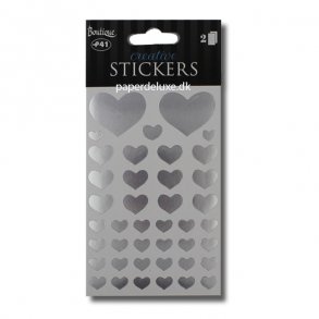 Oblater/stickers, slv hjerte, 82 stk.