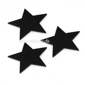 Bordpynt/Bordkort, Sorte trstjerner, 6 cm. 6 stk.