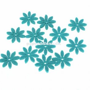 Filt blomster, turkis mellem str.,18 stk.