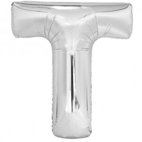 Bogstavballon af slvfolie, Bogstav T, 41 cm.
