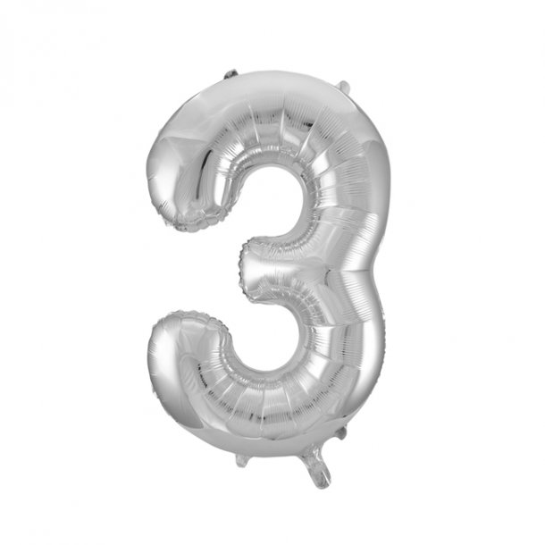 Talballon slvfolie, 3-tal, 41 cm.