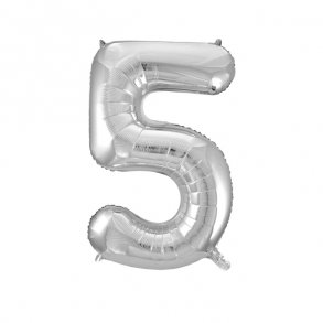 Talballon slvfolie, 5-tal, 41 cm.