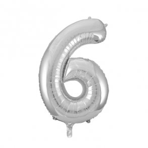 Talballon slvfolie, 6-tal, 41cm.