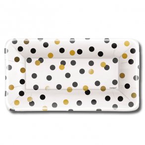 Tapastallerkner, Guld/sort prikker, 8 stk.