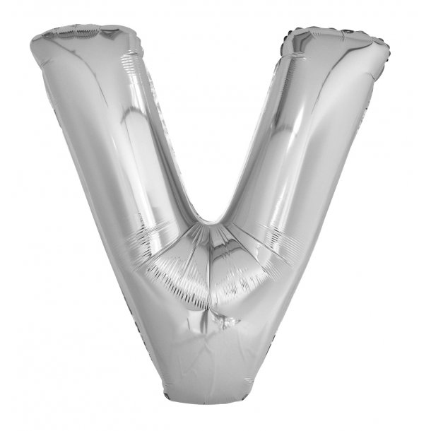 Bogstavballon af slvfolie, Bogstav V, 41 cm.
