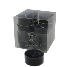 Sorte fyrfadslys, 12 stk.