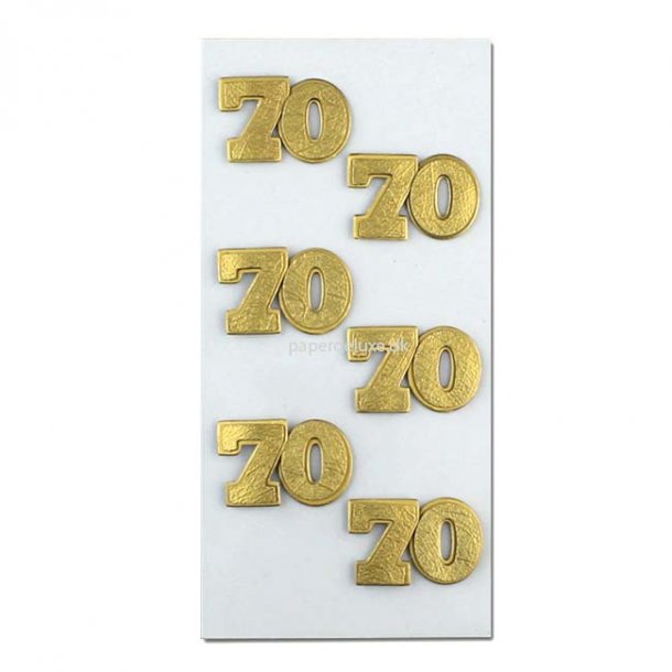 Sticker/klisterm&aelig;rker, "70" guld, 6 stk.