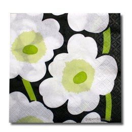 Marimekko Servietter - Unikko Hvid/lime middagsstr. 20 stk.