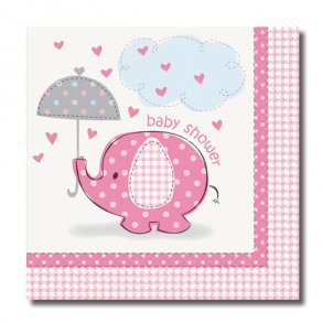 Baby shower servietter Lyserd, 16 stk.