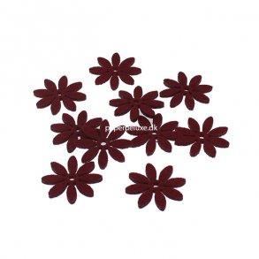 Filt blomster, bordeaux, lille str., 18 stk.