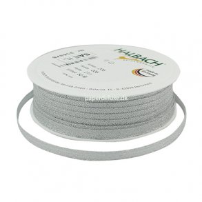 Slvfarvet lurexbnd, 50 meter.