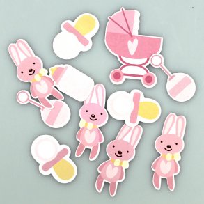 Barnedb Bordpynt, Konfetti, kanin, sut mm, lyserd