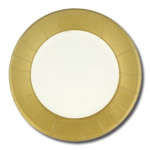 Caspari Paptallerkner Middag Rund - Guld, 8 stk.