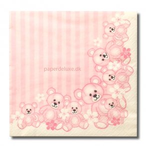 Barnedb servietter, bamse med striber, Lyserd