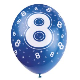 Balloner med 8-tal, blandede farver, 5 stk.